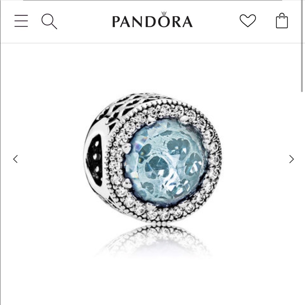 Pandora Radiant Hearts Charm Glacier-Blue Crystals